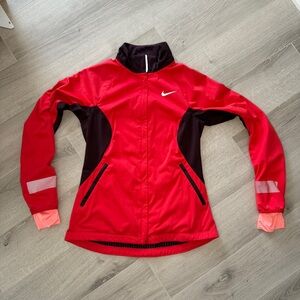 Nike Running Dri-Fit Full Zip Jacket Red Colorblock Sz M